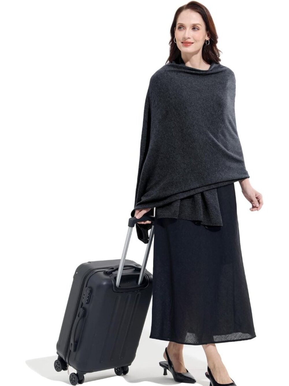 〽️Women's Cashmere Shawl Gray Wedding Winter Shoulder Classic Wrap 87"x28" - Picture 2 of 7